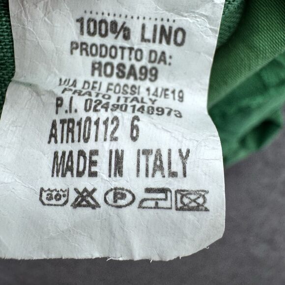 Linen Top Womens OS Green Italian Lagenlook Boho Roll Tab Sleeve Luxury Sporty - Picture 9 of 14